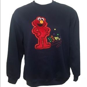 Vintage Sesame Street Elmo Fur and Embroidered Design Crewneck Sweatshirt - Sz L
